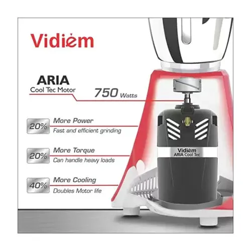 Vidiem Eva Rose Mixer Grinder, 750W, 3 Jars (Pink White) - VDMMG-EVAROSE750