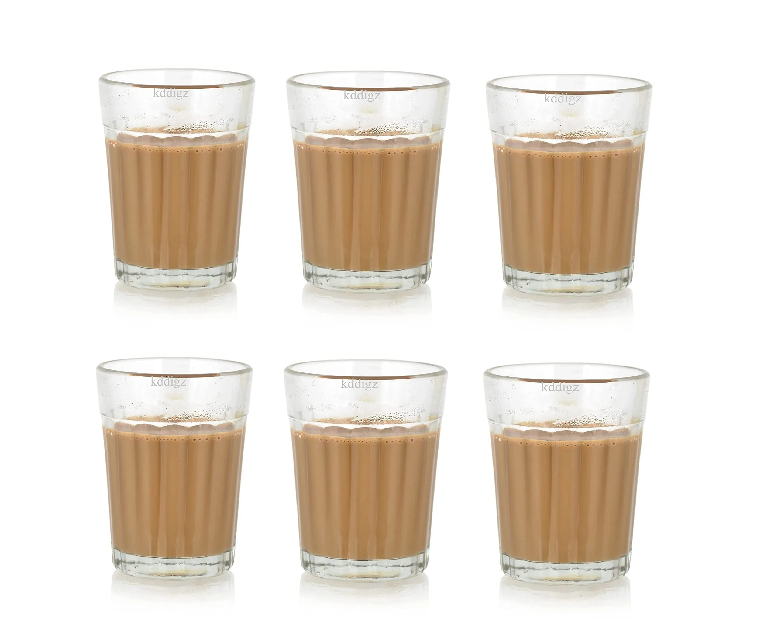 ZIXTERT Cutting Glass Chai Cup Set of 6 Cups, Mugs Morning Chai Cup Glass Chai/Coffee Cup 150ml (Transparent) 6