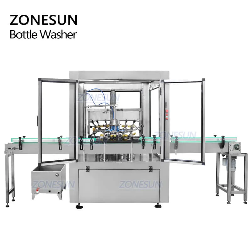 ZS-WB12 Automatic 12 Heads Rotary Milk Wine Beverage Bottle Washer Plastic Glass PET Bottle Rinsing Washing Cleaning Machine